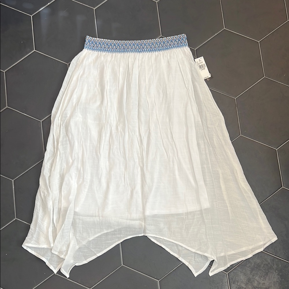 White Skirt with Blue Waistband